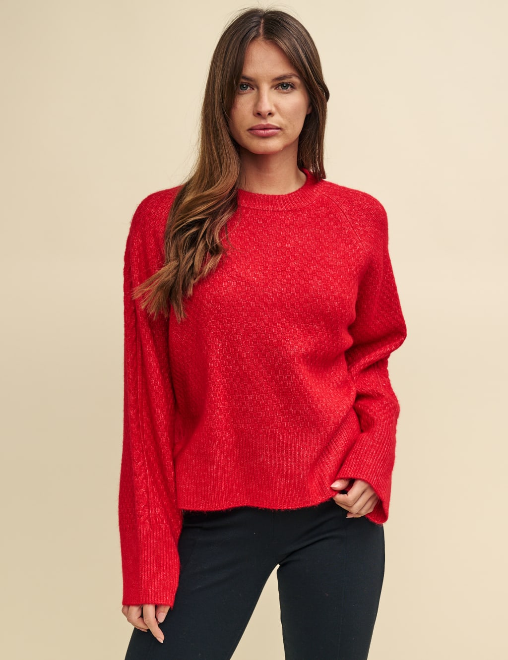 Red chunky knit jumper sale