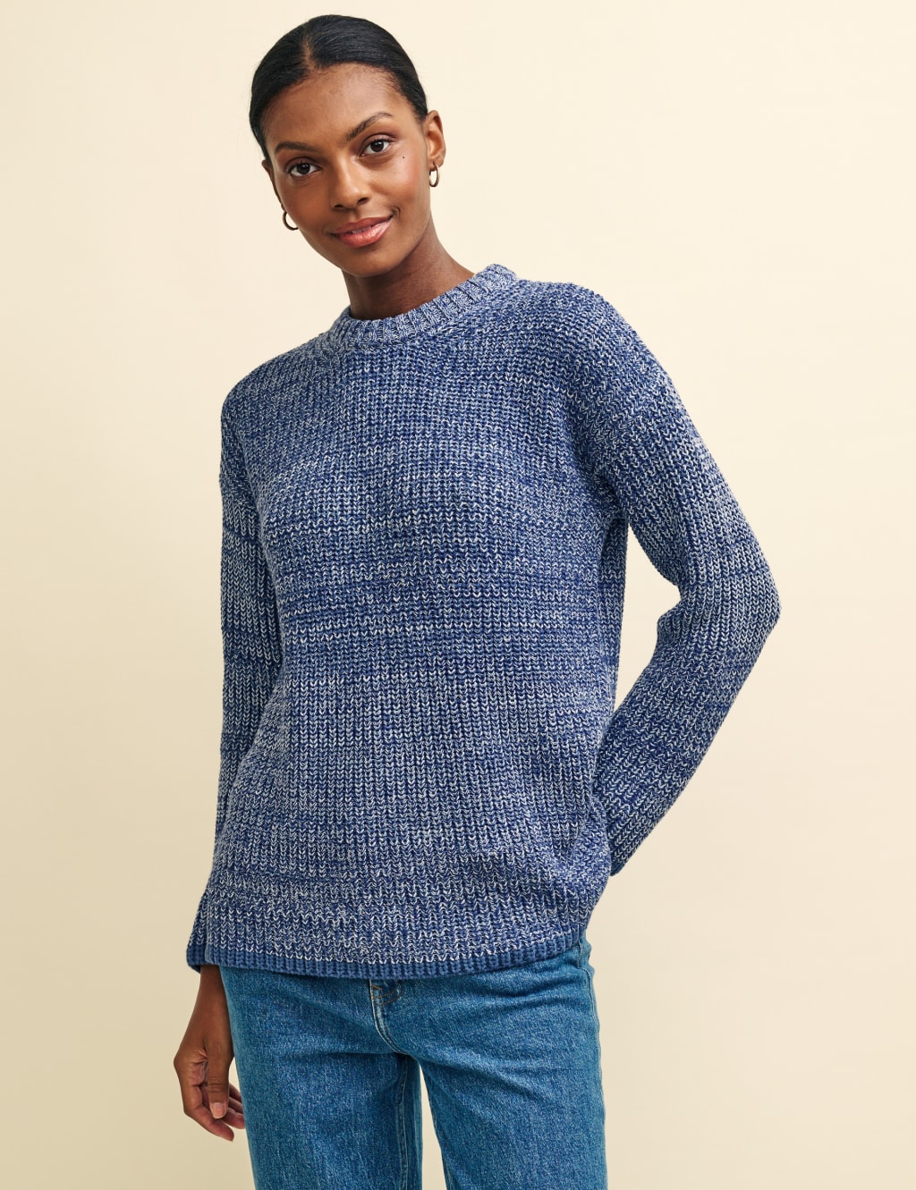 Organic Cotton Textured Crew Neck Jumper image 1