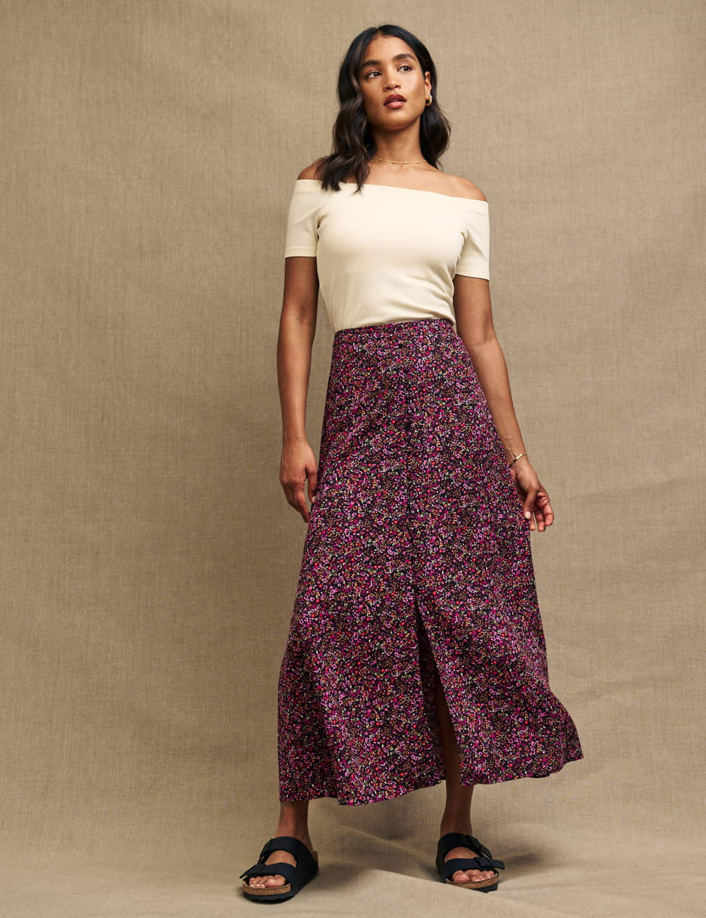 Floral Midi A-Line Skirt image 2