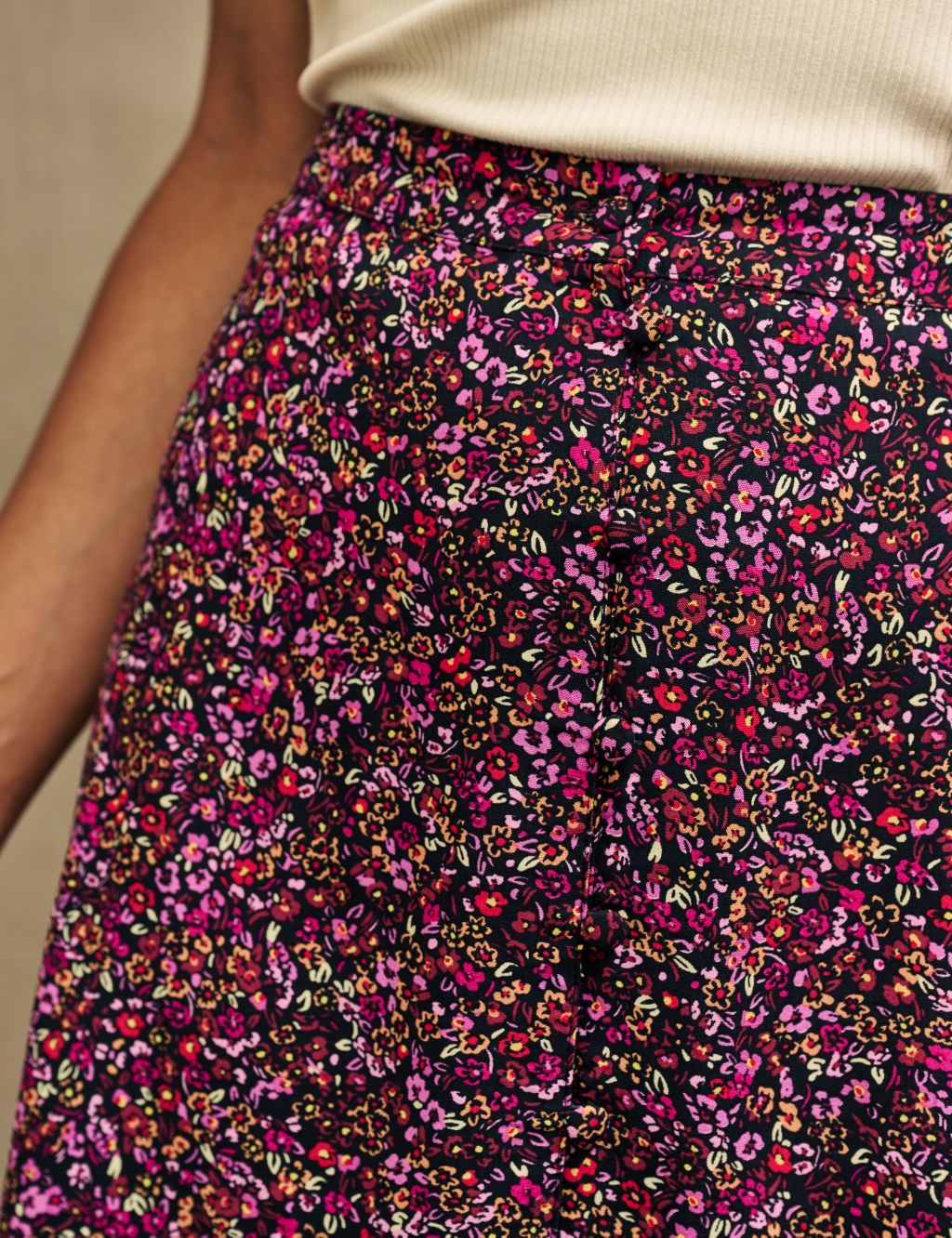 Floral Midi A-Line Skirt image 5