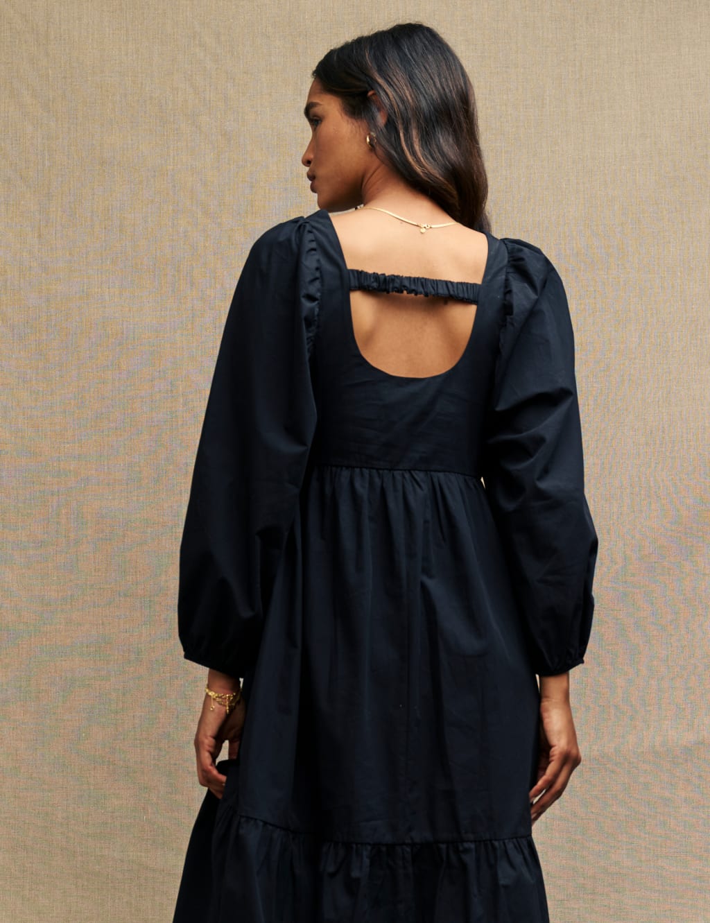 Organic Cotton Square Neck Midi Tiered Dress image 2