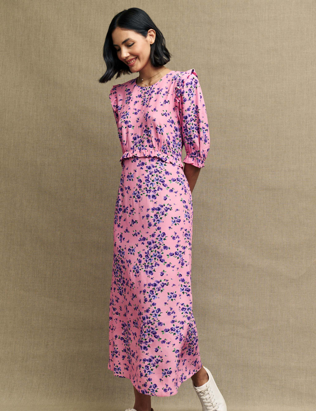 Floral Frill Detail Midaxi Tea Dress image 5