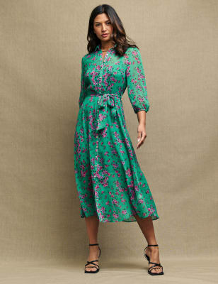 

Womens Nobody's Child Durchgeknöpftes Midi-Shirtkleid mit Blumenmuster - Green Mix, Green Mix