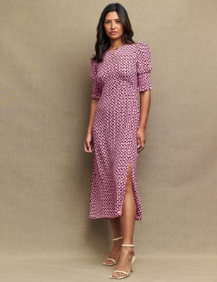 

Womens Nobody's Child Geblümtes Midi-Teekleid mit Puffärmeln - Pink Mix, Pink Mix