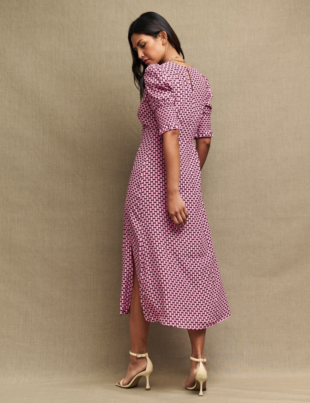 Floral Puff Sleeve Midi Tea Dress image 3