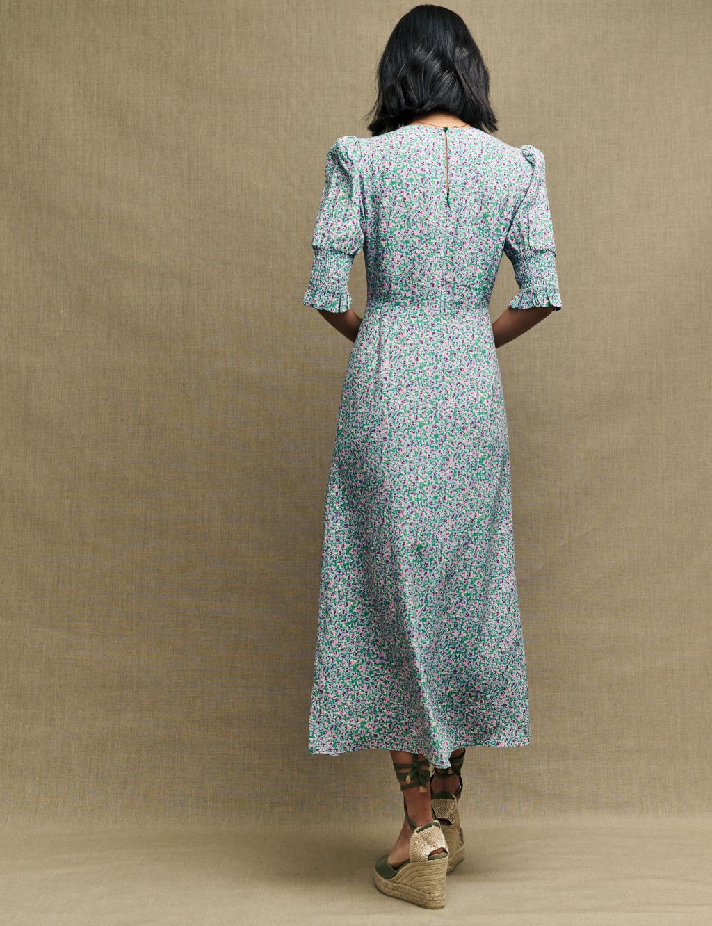 Floral Puff Sleeve Midi Tea Dress image 2