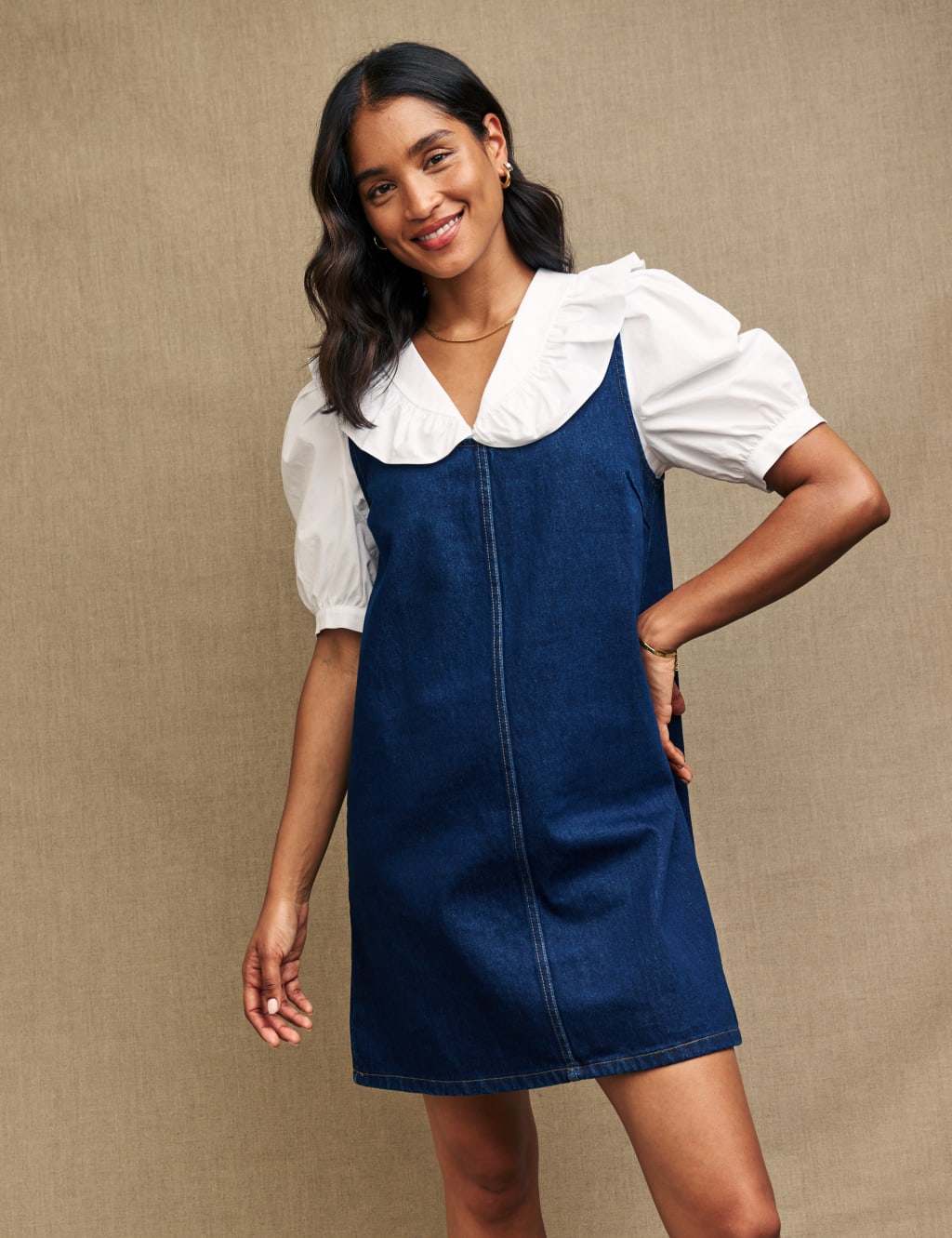 Plus size denim sale pinafore dress uk