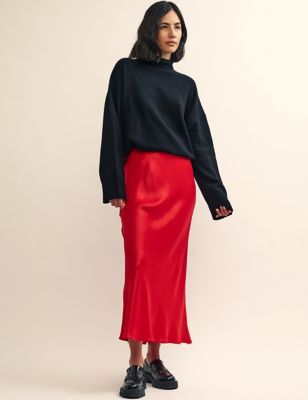 

Womens Nobody's Child Satin Midaxi Slip Skirt - Red, Red