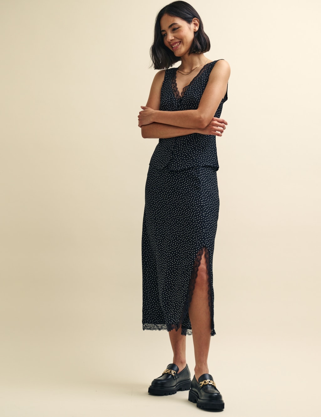Polka Dot Midi Skater Skirt image 2