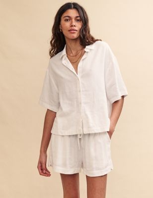 Nobody'S Child Women's Linen Rich Relaxed Shirt - 8 - White, White