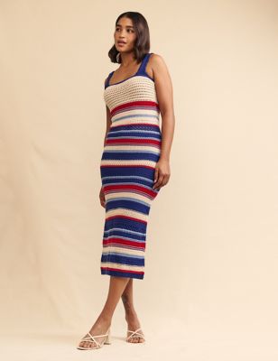 Nobody'S Child Women's Pure Cotton Striped Knitted Bodycon Dress - XL - Multi, Multi
