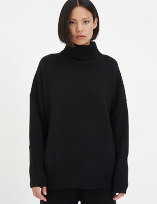 Chinti & Parker Women's Pure Cashmere Roll Neck Jumper - Black, Black