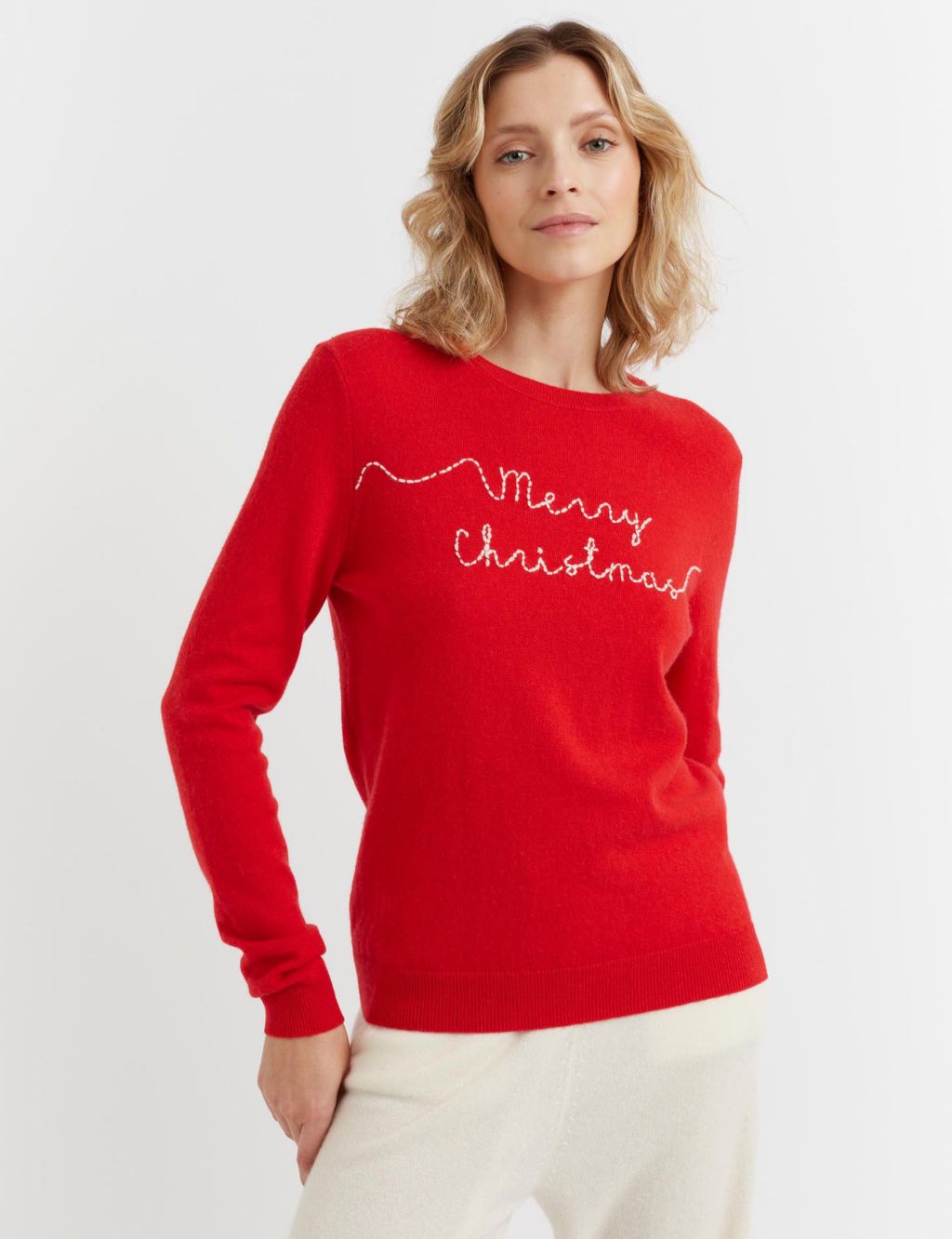 Merry Christmas Slogan Jumper With Cashmere