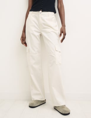 

Womens Nobody's Child Pure Cotton Cargo Wide Leg Trousers - Cream, Cream