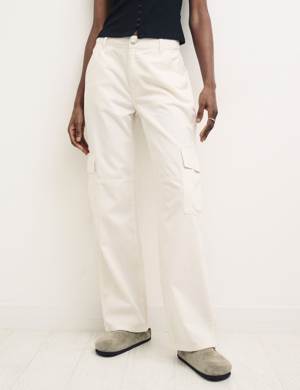 Pure Cotton Cargo Wide Leg Trousers image 1