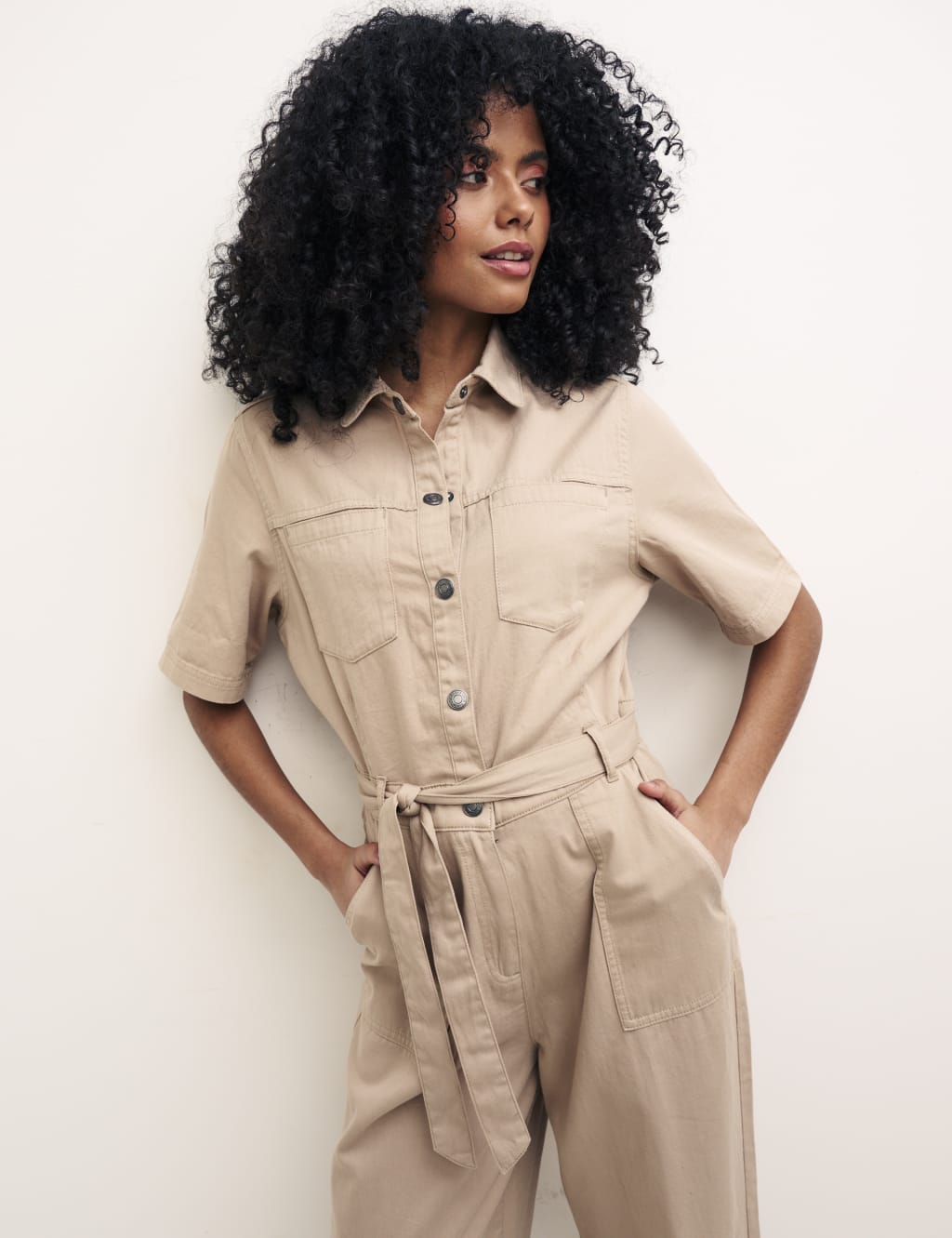 Organic Cotton Belted Wide Leg Jumpsuit image 4