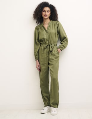 

Womens Nobody's Child Pure Tencel™ Belted Long Sleeve Jumpsuit - Green, Green