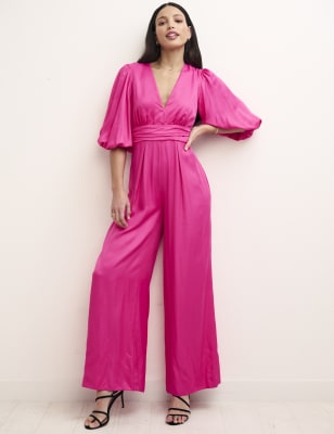 

Nobody's Child Mono de pata ancha de manga corta con cinturónWomens - Pink, Pink