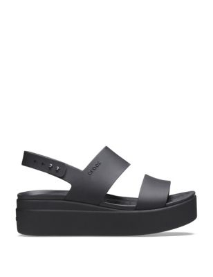 Crocs Women's Brooklyn Wedge Sandals - 4 - Black, Black,Brown
