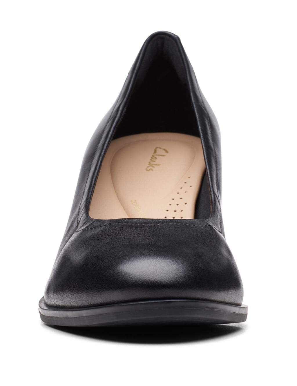 Leather Block Heel Court Shoes image 3