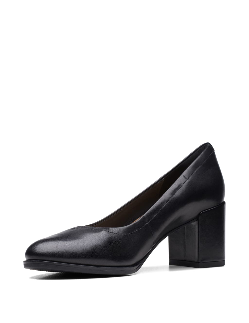 Leather Block Heel Court Shoes image 4
