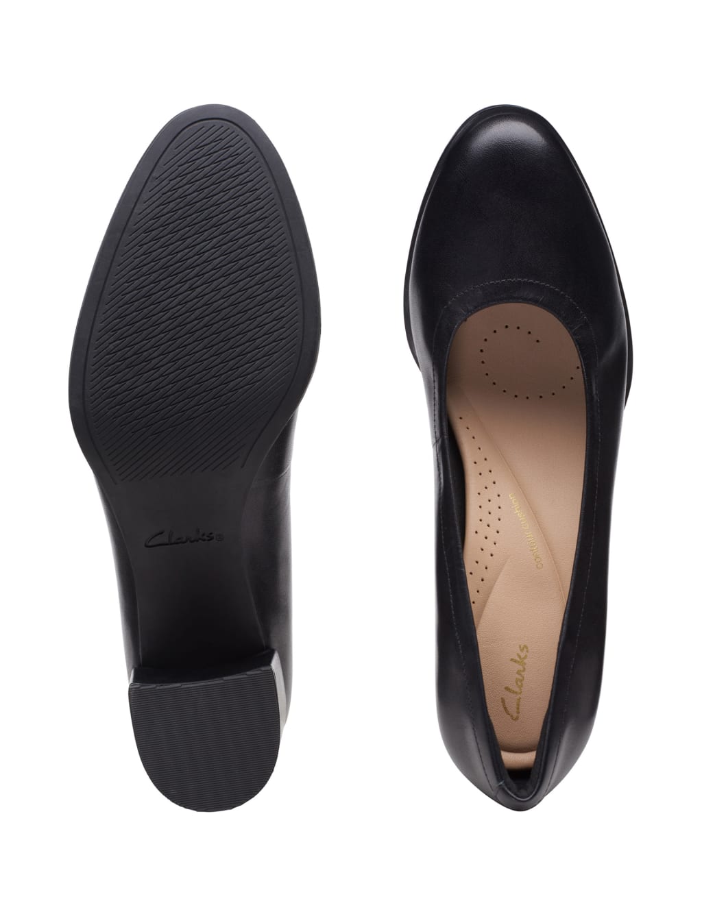 Leather Block Heel Court Shoes image 5