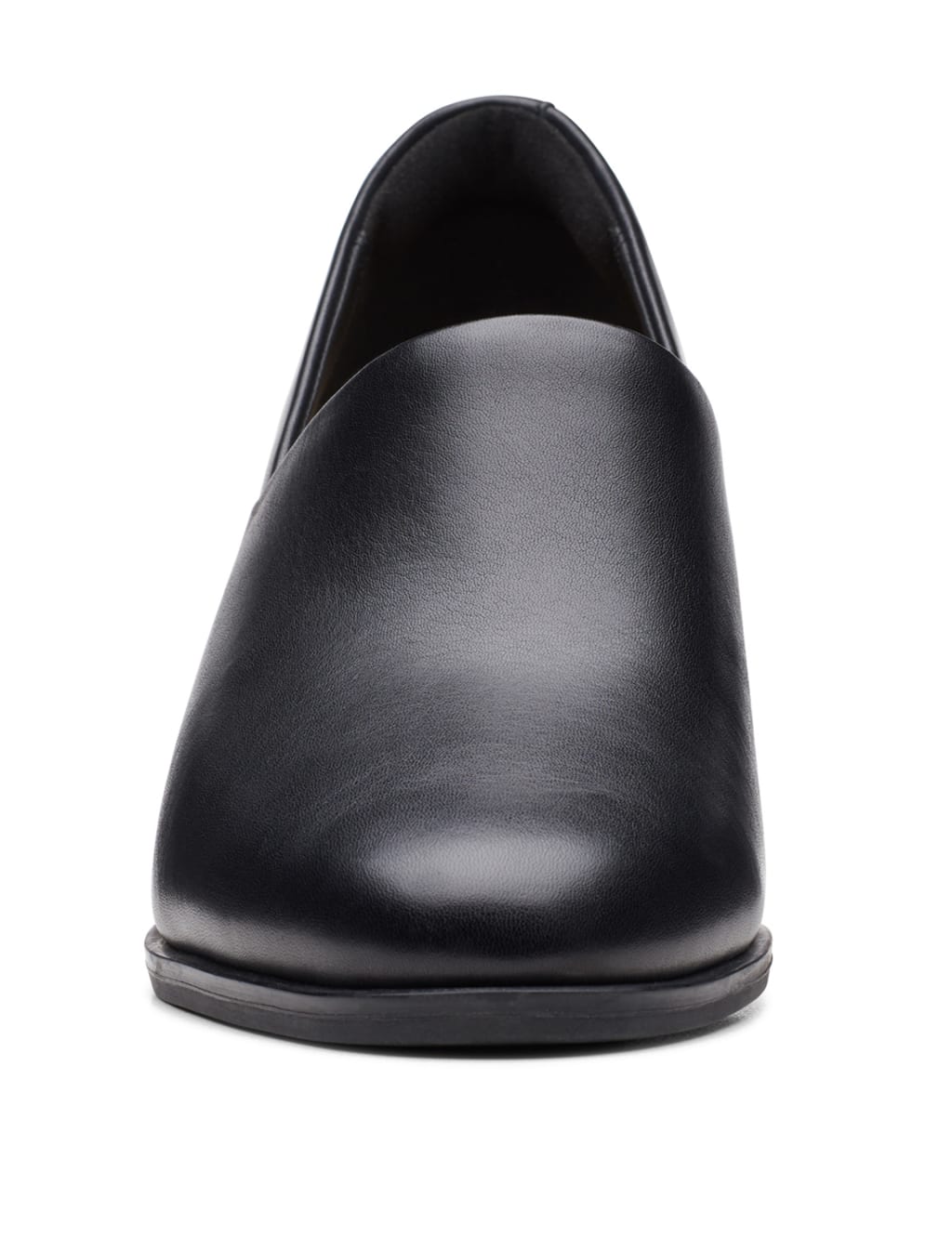 Leather Block Heel Court Shoes image 3