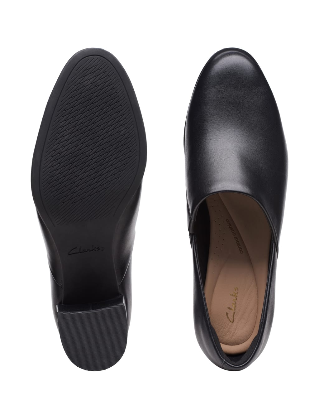 Leather Block Heel Court Shoes image 5