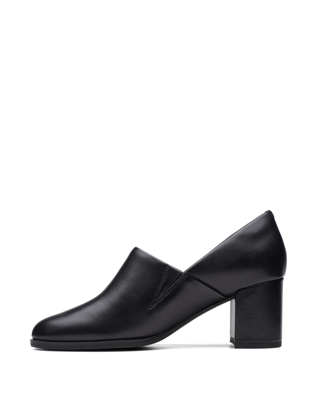 Leather Block Heel Court Shoes image 6