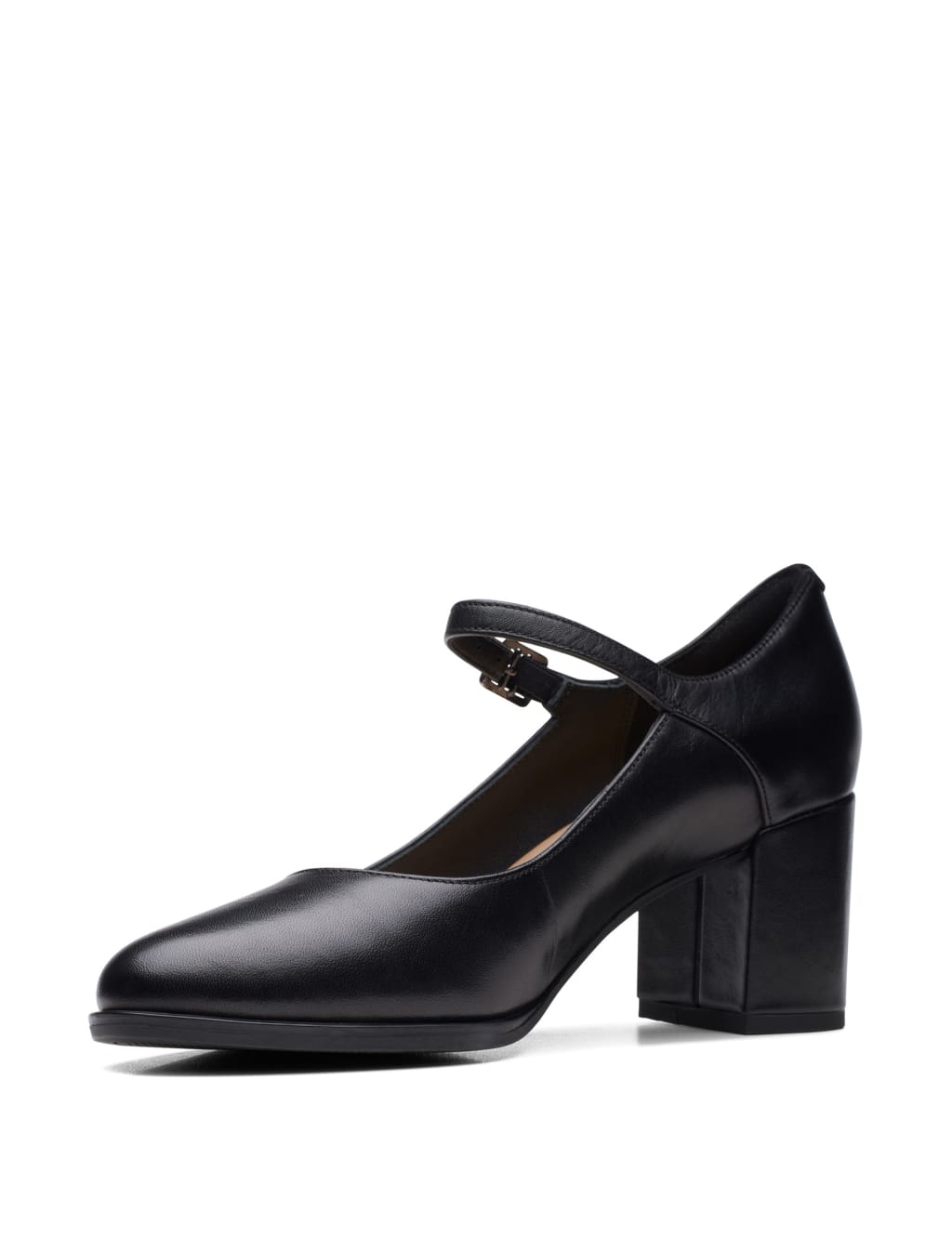 Leather Buckle Block Heel Court Shoes image 4