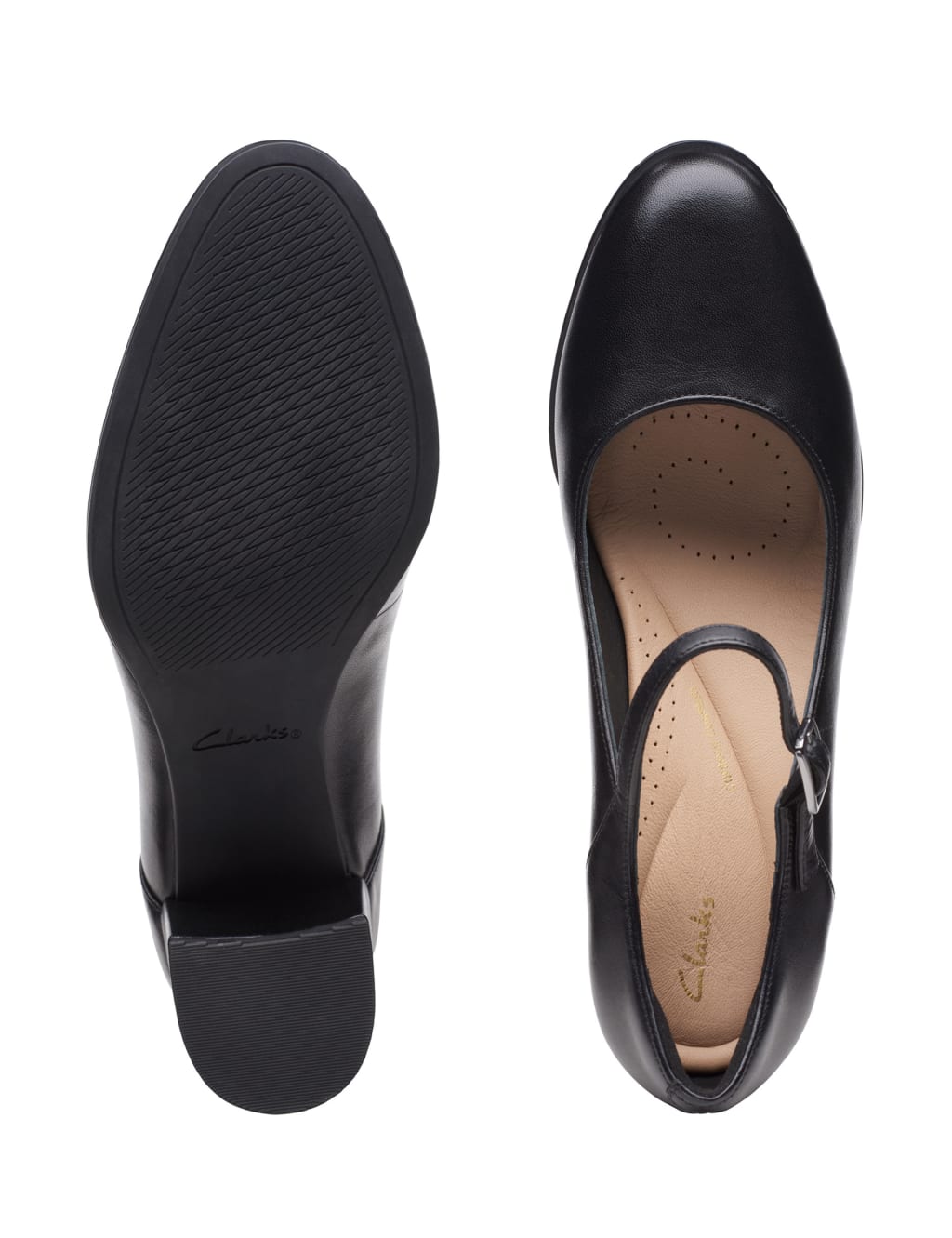 Leather Buckle Block Heel Court Shoes image 5