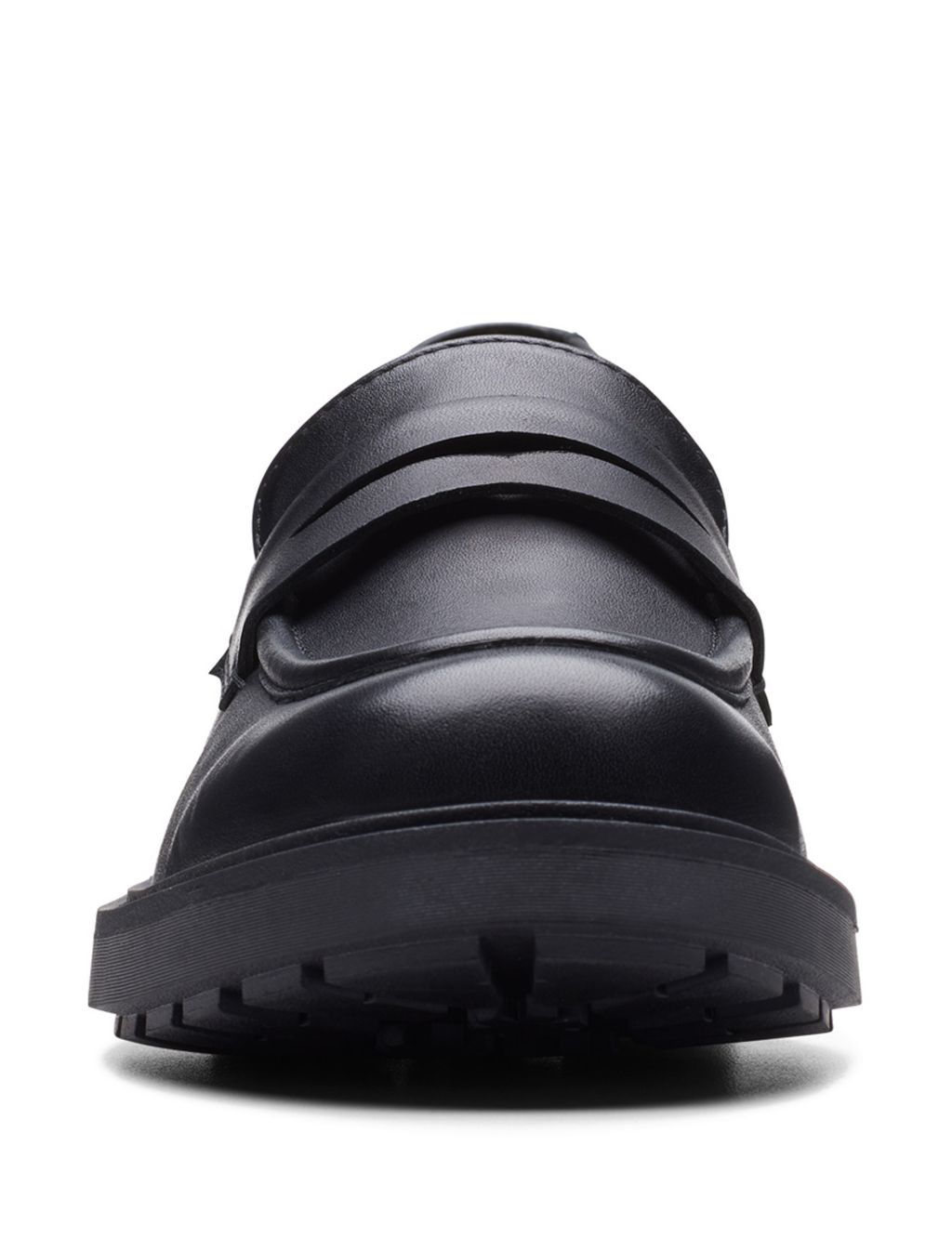 Leather Chunky Block Heel Loafers image 3