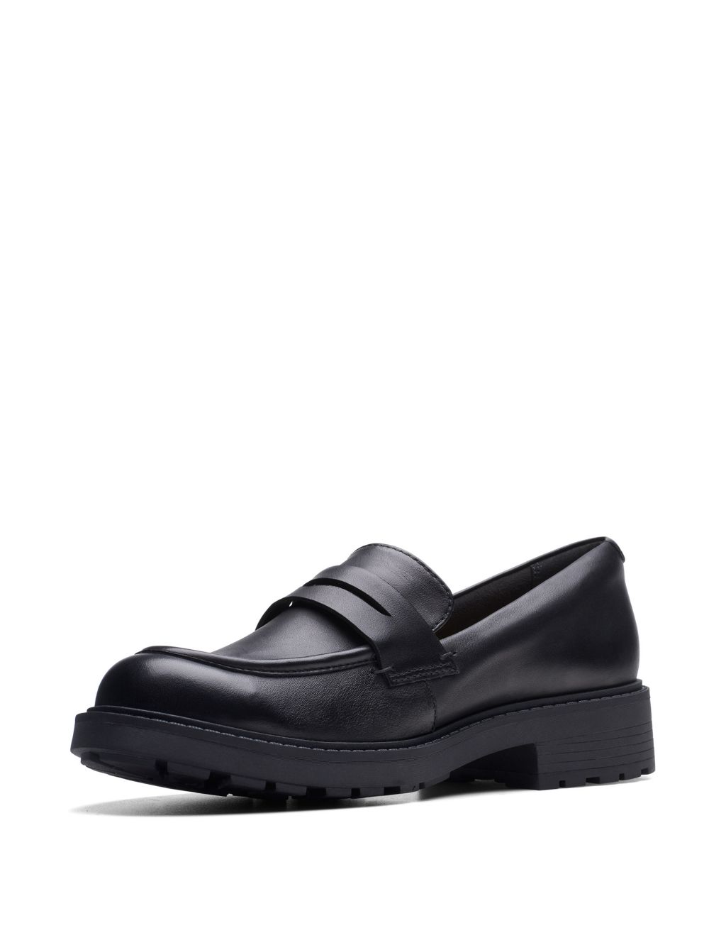 Leather Chunky Block Heel Loafers image 4