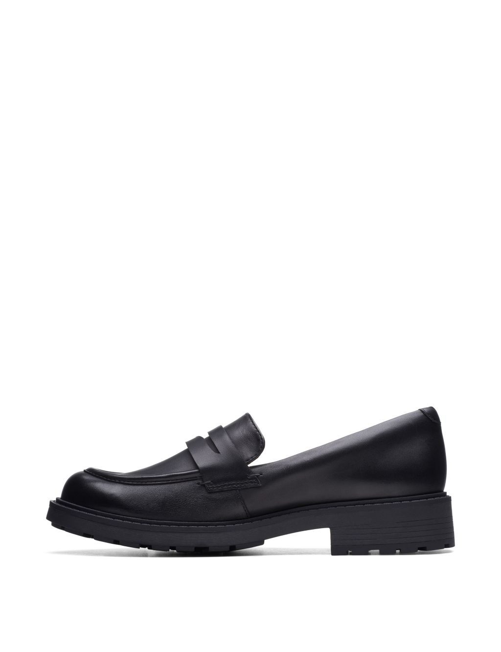Leather Chunky Block Heel Loafers image 6