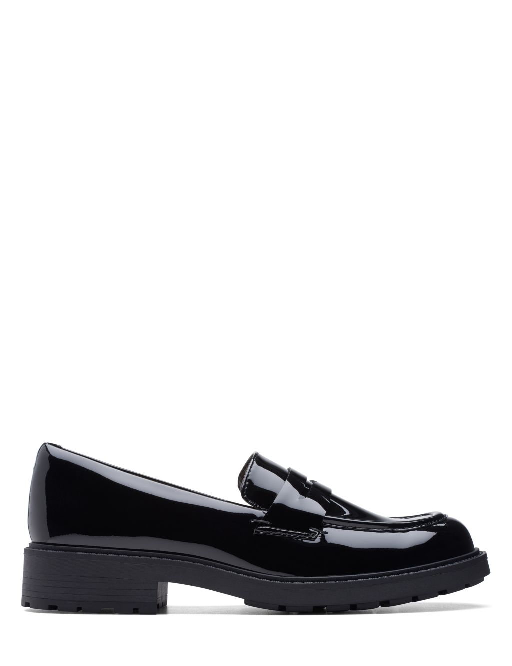 Leather Chunky Block Heel Loafers