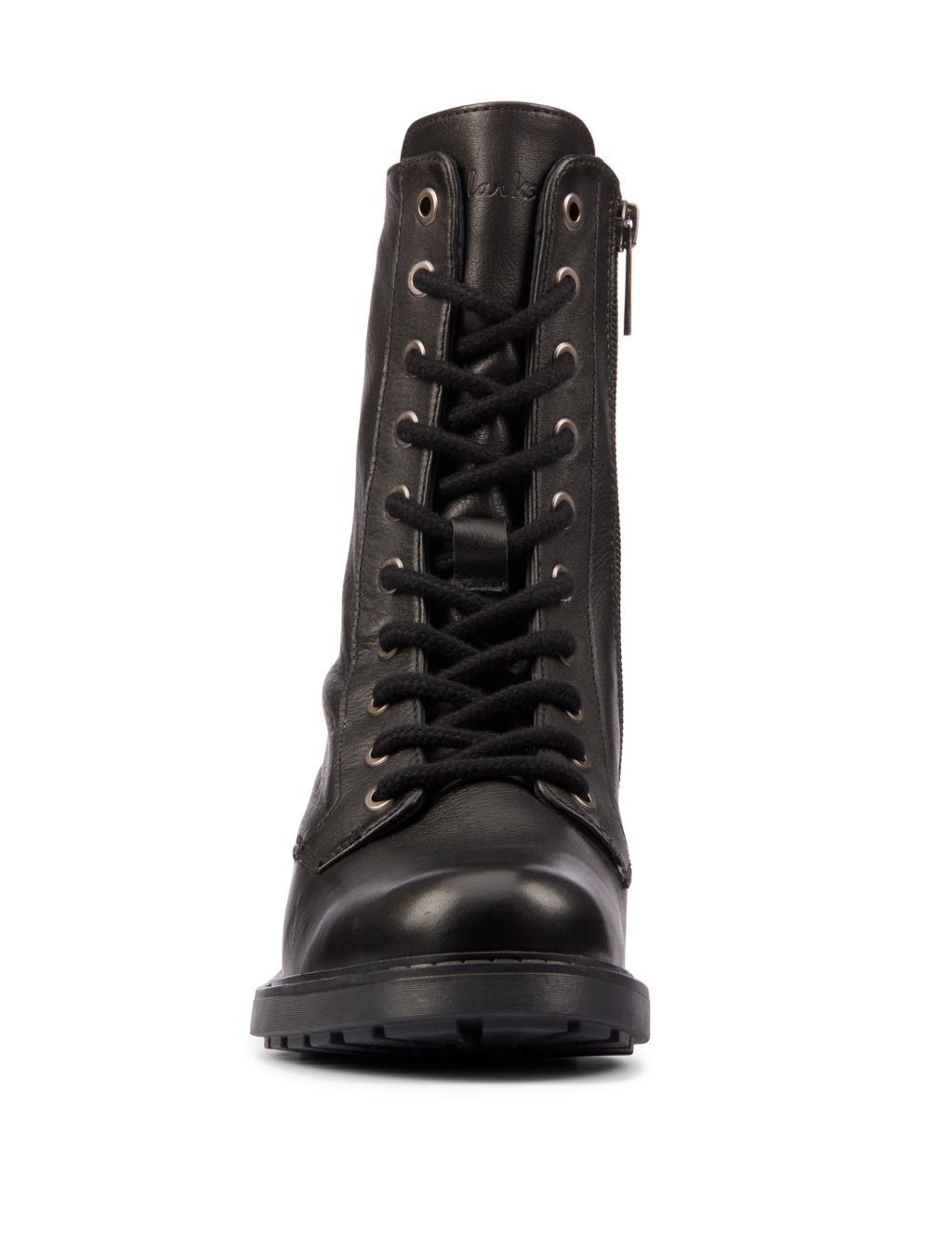 Wide Fit Leather Lace Up Block Heel Boots image 3
