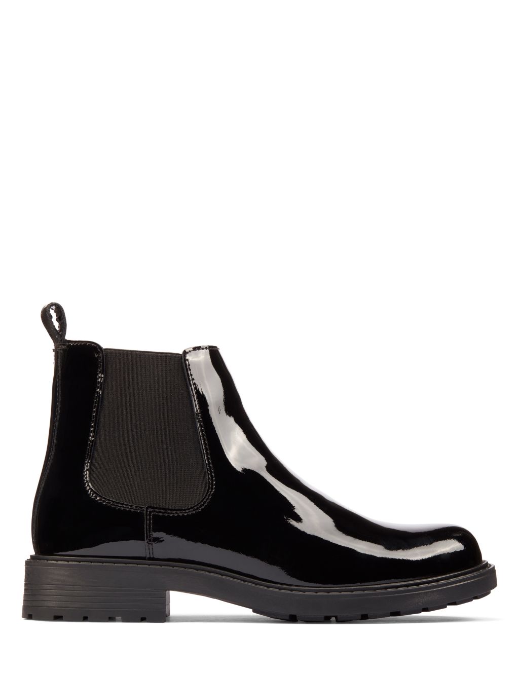 Wide Fit Leather Patent Chelsea Boots