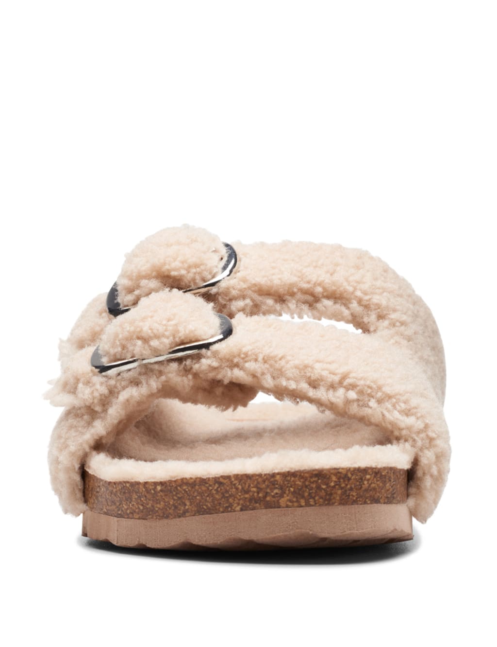 Faux Shearling Buckle Slider Slippers image 3