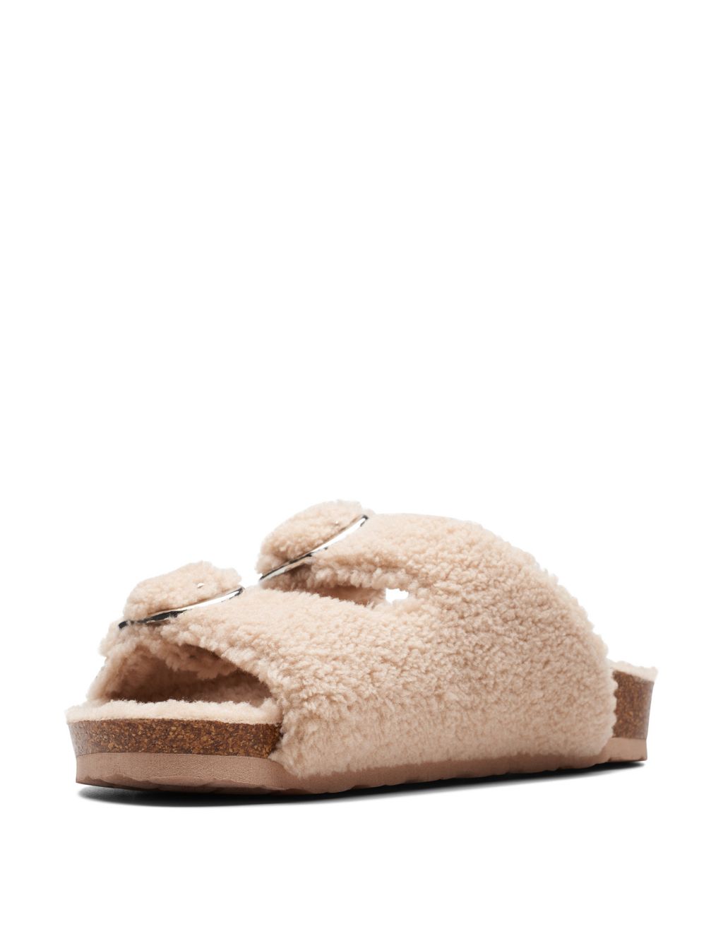 Faux Shearling Buckle Slider Slippers image 4