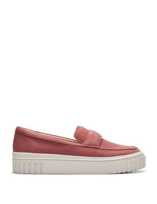 Clarks Women's Leather Slip On Loafers - 5.5 - Dusty Pink, Dusty Pink