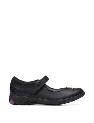 Clarks Girl's Kid's Leather Riptape Mary Jane Shoes (7 Small - 2 Large) - 13 SG - Black, Black
