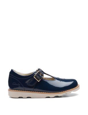 Clarks Girl's Kid's Patent Leather Riptape T-Bar Shoes (7 Small - 2 Large) - 10.5SG - Navy, Navy