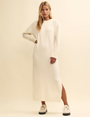 Knitted Maxi Jumper Dress with Wool