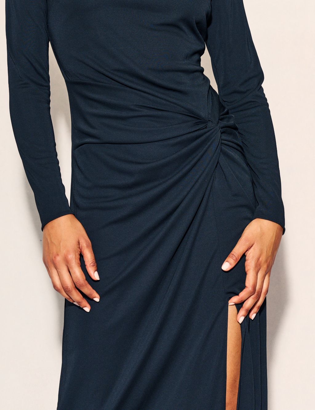 Twist Front Ruched Maxi Waisted Dress image 6