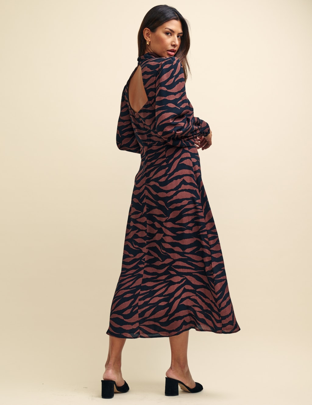 Animal Print Funnel Neck Midaxi Tea Dress image 3