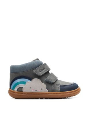 Clarks Baby Leather Rainbow Riptape Ankle Boots (3 Small - 6  Small) - 3 SG - Blue Mix, Blue Mix