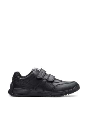 Clarks Boys Leather Riptape Trainers (8 Small - 2 Large) - 10 SG - Black, Black