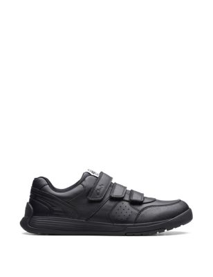 Clarks Boys Leather Riptape Trainers (3 Small - 8 Small) - 3 SG - Black, Black