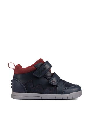 Clarks Boy's Kid's Leather Riptape Ankle Boots (4 Small - 9 Small) - 7.5 SG - Navy Mix, Navy Mix