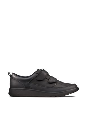 Clarks Boys Leather Riptape School Shoes (3 Small - 9 Small) - 6.5 SG - Black, Black